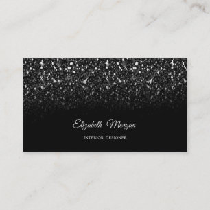 Black Glitter Sequins Elegant Business Card