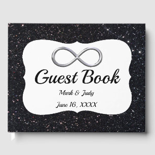 Black Glitter Silver Infinity Guestbook