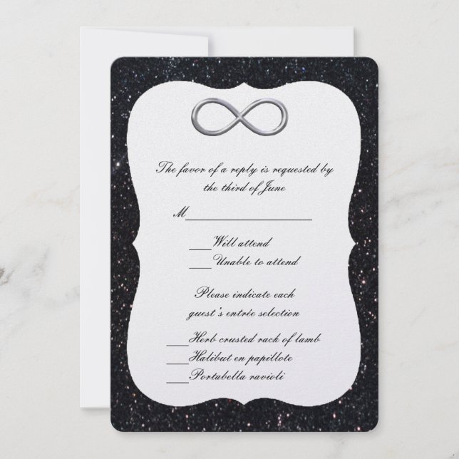 Black Glitter Silver Infinity Response Card (Front)