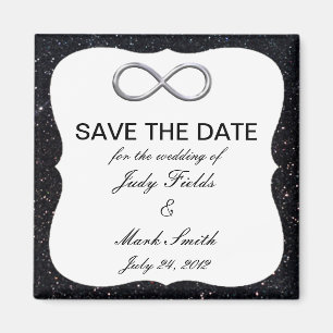 Black Glitter Silver Infinity Save The Date Magnet