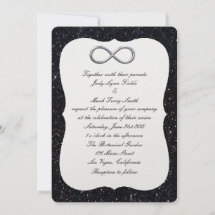 Black Glitter Silver Infinity Wedding Invitation