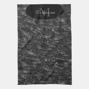 Black Glitter Spa Sophisticate Tea Towel