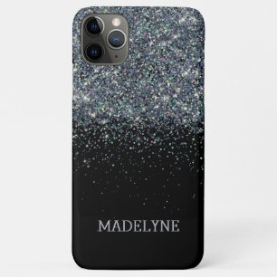 Black Glitter Sparkle Girly Personalised Name Case-Mate iPhone Case