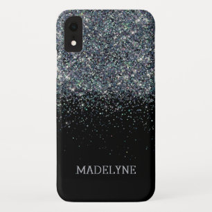 Black Glitter Sparkle Girly Personalised Name Case-Mate iPhone Case
