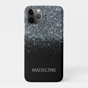 Black Glitter Sparkle Girly Personalised Name Case-Mate iPhone Case