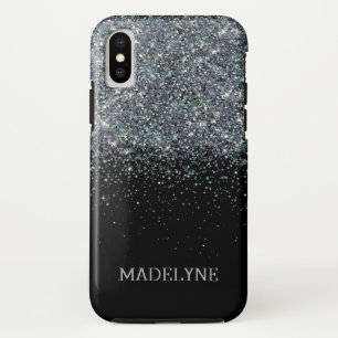 Black Glitter Sparkle Girly Personalised Name Case-Mate iPhone Case