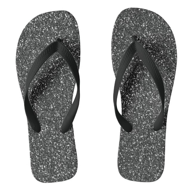 Black Glitter Sparkle Glam Jandals (Footbed)