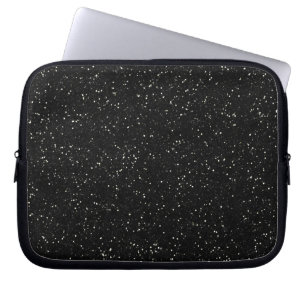 Black Glitter Sparkle Graphic Art Pattern Design Laptop Sleeve