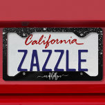 Black Glitter Sparkle Luxury Name Monogram Licence Plate Frame<br><div class="desc">Create Your Own Stylish Modern Custom Girly Black Glitter Monogram License Plate Frame. This design features a black faux glitter effect across the top, fading into a sleek black gradient on the bottom half. Your custom monogram is placed at the bottom centre, with a grey initial paired with your name...</div>