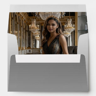Black Glitter Sweet 16 & Photo Liner Envelope