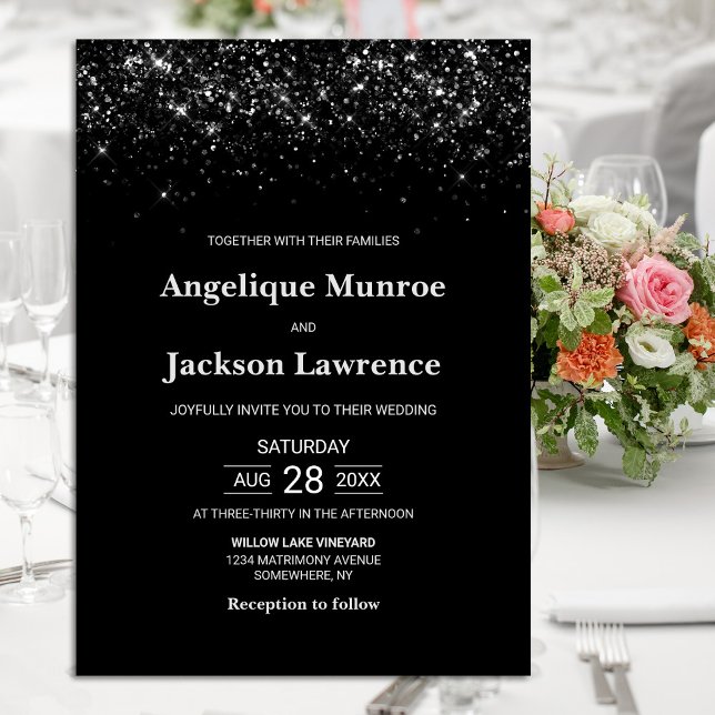 Black Glitter Wedding Invitation (Creator Uploaded)