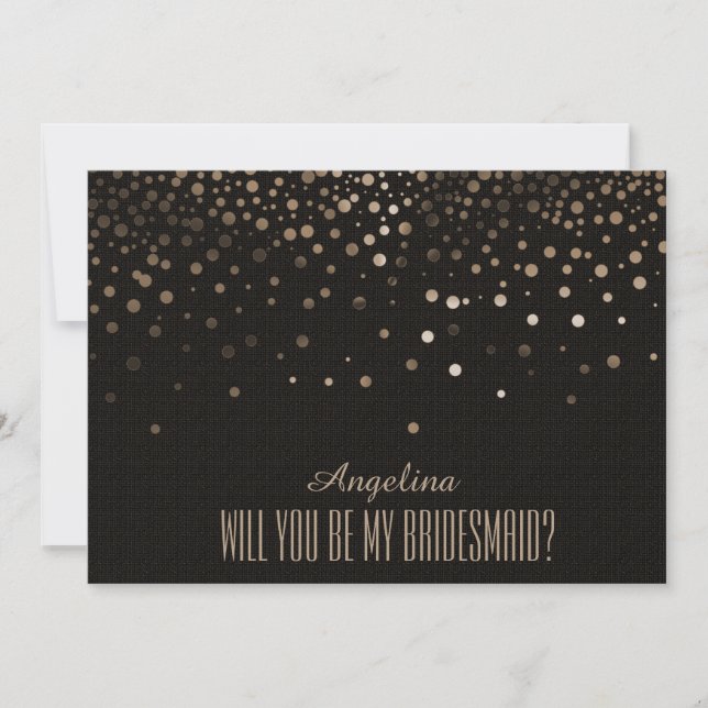 Black Glitter Will you be my bridesmaid? Invitation (Front)