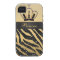 Black Glitter Zebra Print & Jewel Crown iPhone 4