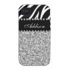 Black Glitter Zebra Print Rhinestone Girly Case