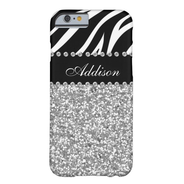 Black Glitter Zebra Rhinestone Girly Case (Back)
