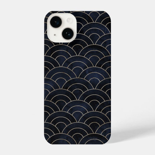 Black glittery wave pattern  iPhone case (Back)