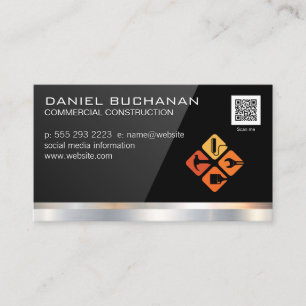 Black Gloss Builder Tools General Contractor Business Card