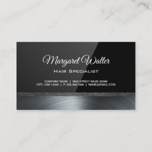 Black Gloss Metallic Trim Business Card