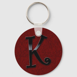 Black Gloss Monogram - K Key Ring