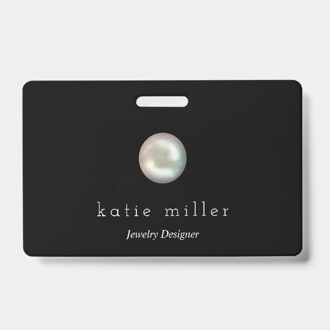 Black Glossy Pearl | Jewellery Designer ID Badge (Front)