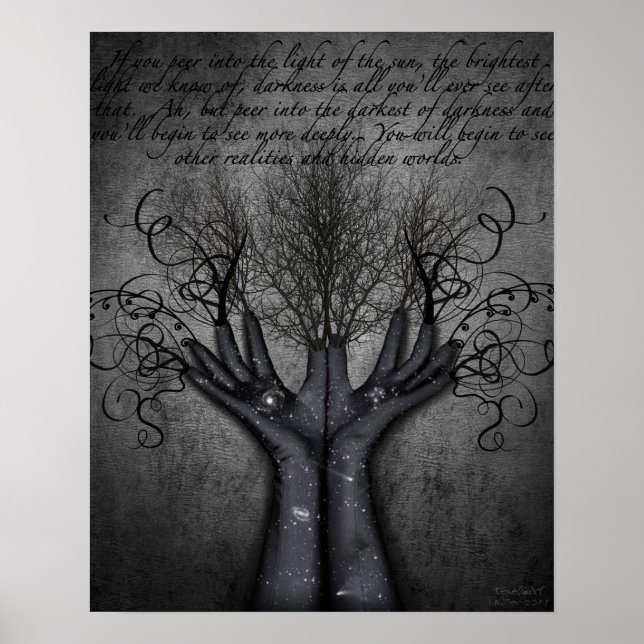 Black Gloves Galaxies Reaching Hand Vases Darkness Poster (Front)