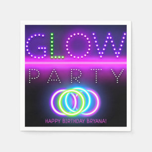Black Glow Party Neon Lights Birthday Party Napkin