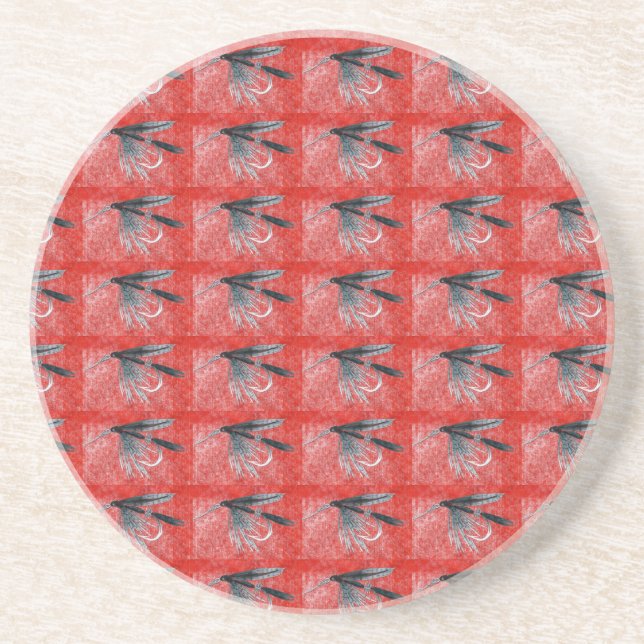 "Black Gnat" Wet Trout Fly Pattern Fly Coaster (Front)