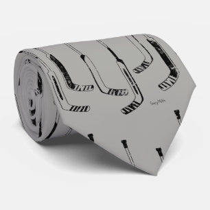 Black Goalie Sticks Hockey Tie