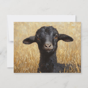 Black Goat Wheat Field Painting Postcard