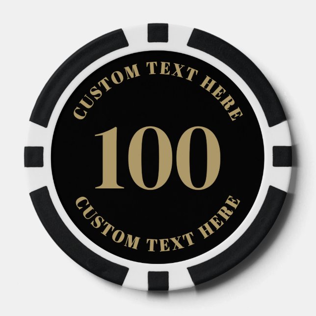 Black Gold 100 Numbered Poker Chips (Front)