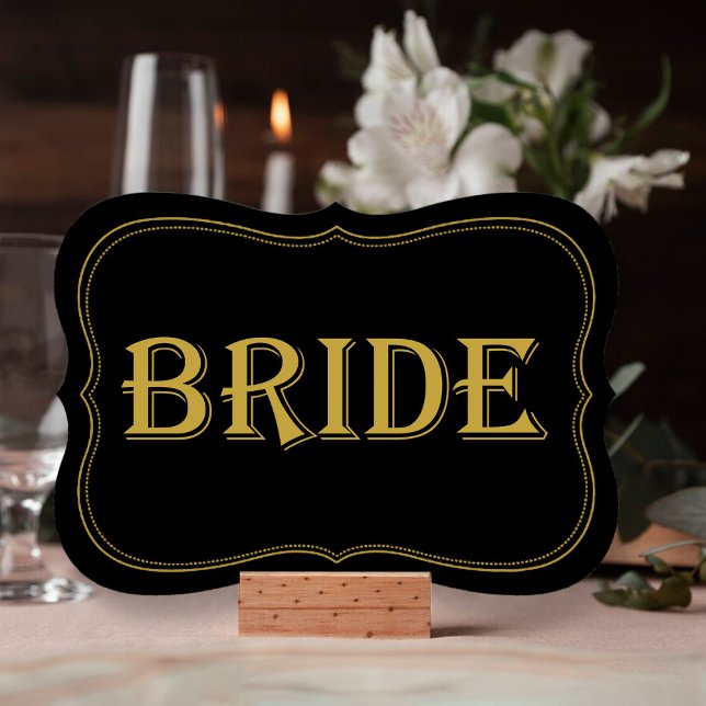 Black & Gold 1920's Gatsby Wedding Bride Sign Invitation (Creator Uploaded)