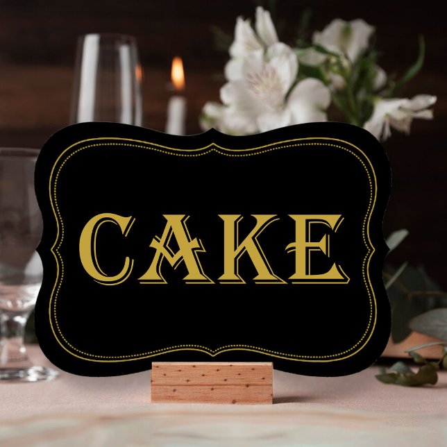 Black & Gold 1920's Gatsby Wedding Cake Sign Invitation (Creator Uploaded)