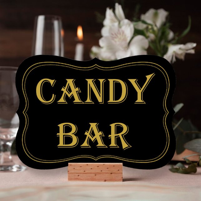 Black & Gold 1920's Gatsby Wedding Candy Bar Sign (Creator Uploaded)
