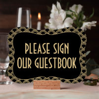 Black & Gold 1920's Gatsby Wedding Guestbook Sign