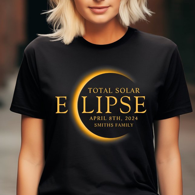Black & Gold 2024 Texas Total Solar Eclipse Family T-Shirt (Creator Uploaded)