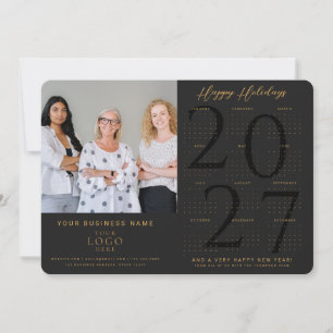 Black Gold 2027 Calendar Business Photo Logo Happy Holiday Card