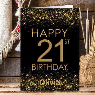 Black Gold 21st Birthday Card