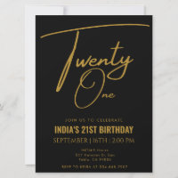 Black & Gold 21st Twenty one Birthday Party