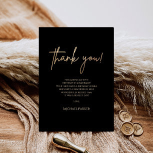 Black Gold 30th Birthday Thank You Card