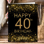 Black Gold 40th Birthday Card<br><div class="desc">This 40th birthday card is a perfect way to extend your greetings. Add a personal touch by including your favourite photo on the back.</div>