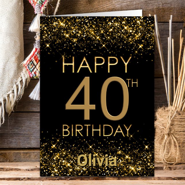 Black Gold 40th Birthday Card (Creator Uploaded)