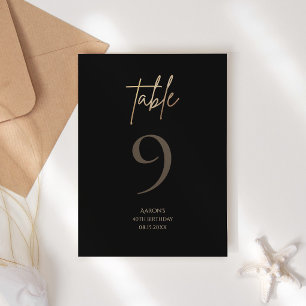 Black Gold 40th Birthday Party Table Number