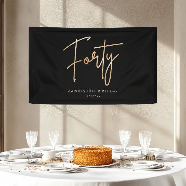Black & Gold 40th Birthday Party Welcome Banner (Black & Gold 40th Birthday Party Welcome Banner)