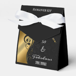 Black Gold 50 and Fabulous Birthday Hangover Kit Favour Box