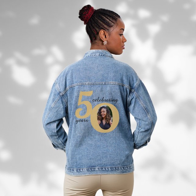 Black & Gold 50 Fifty Years 50th Birthday Denim Jacket (Black & Gold 50 Fifty Years 50th Birthday Denim Jacket)