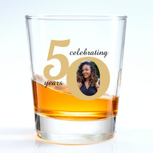 Black & Gold 50 Fifty Years 50th Birthday Shot Glass