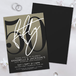 Black Gold 50th Anniversary Party Invitation