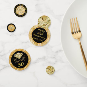 Black Gold 50th Anniversary Table Decoration Ideas Confetti