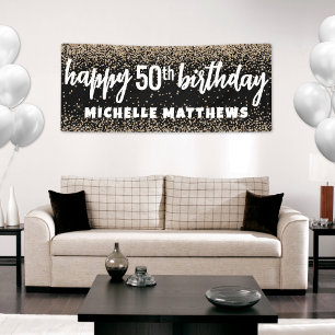 Black Gold 50th Birthday Banner