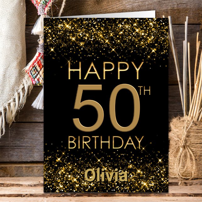 Black Gold 50th Birthday Card (Creator Uploaded)